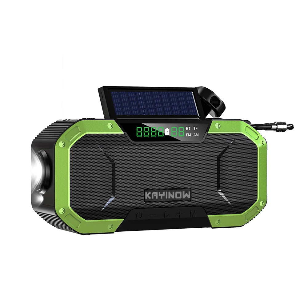 10000mAh Outdoor Solar Radio with Speaker Solar/Hand Crank Charging W/ Flashlight SOS Alarm Headphone Jack for Outdoor Camping