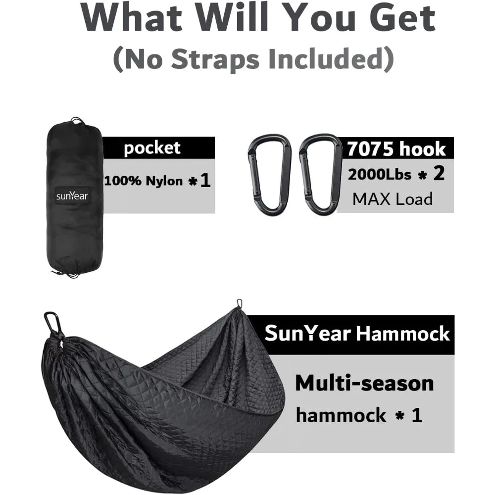 Sunyear Camping Hammock 4 Season Quilted Winter Hammock- Cozy and Durable, Best for Cold Weather