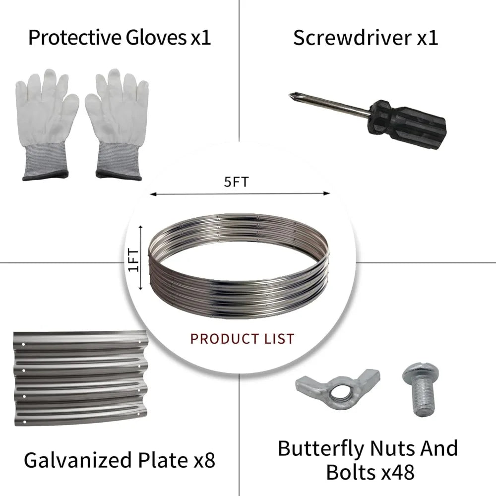 60 Inch Outdoor Fire Pit Ring, Round Galvanized Portable Fire Pit for Camping, Metal Steel Bonfire Fire Ring for Outside, Backya