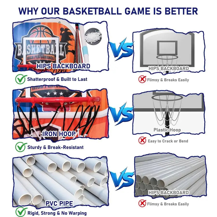 Kids Arcade Basketball Game Set, Dual Upgraded Hoop with LED Light Electronic Scoreboard 4 Balls, 312 Kids Sports Toys Carnival