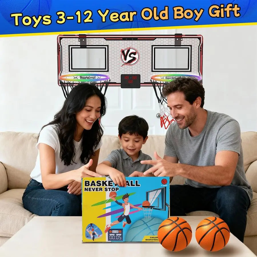 Basketball Hoop for Kids Over The Door Indoor Hoop with Electronic Scoreboard amp 3 Mini Balls, Birthday Gift for Boys Girls Age
