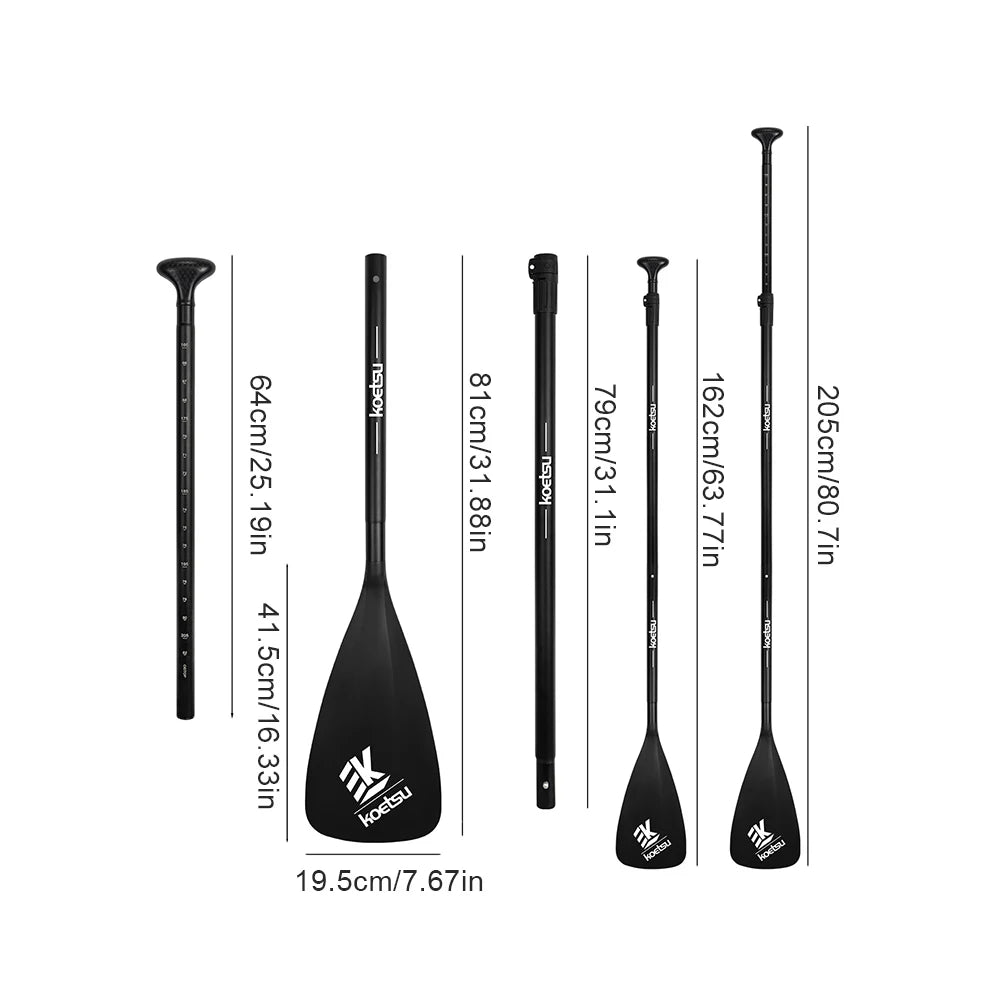 3-Piece Kayak Boat Paddle Adjustable Length Detachable SUP Paddle Aluminum Alloy Stand Up Paddleboard Paddles for Canoe Kayaking