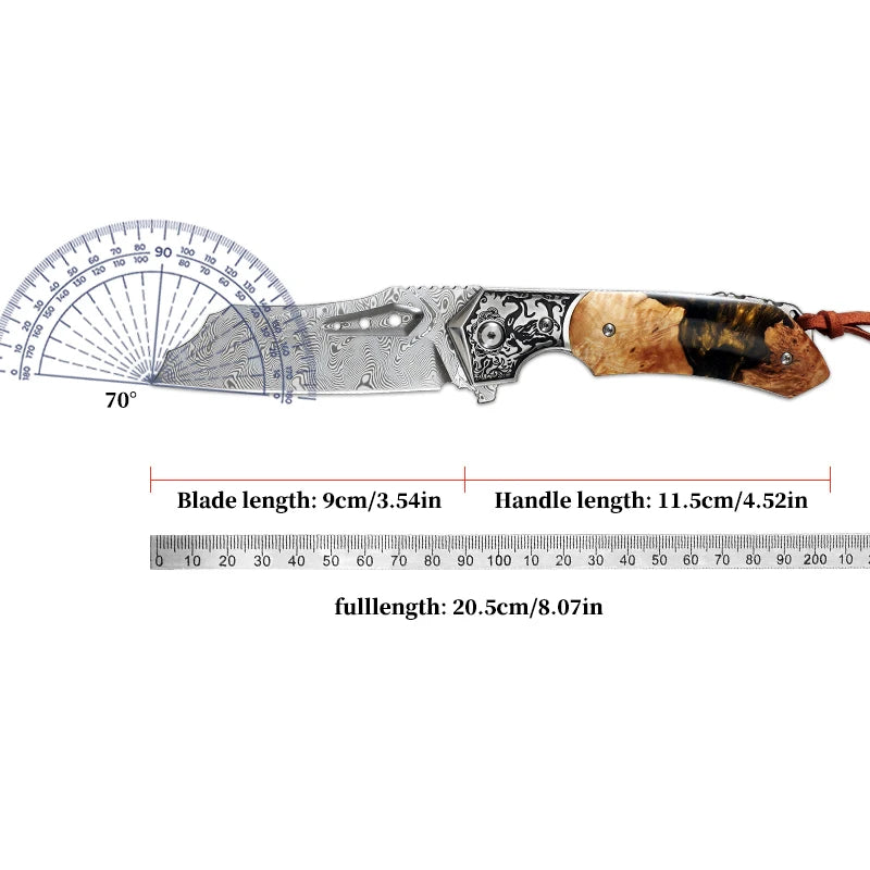 Diy Supplies Woodworking Damascus Steel Pocket Folding Knife