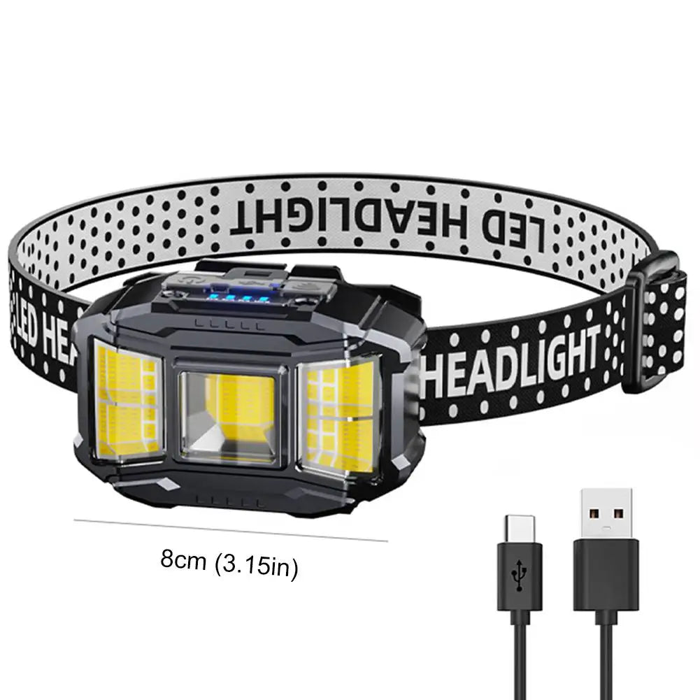 Shunmaii COB LED Headlamp USB Rechargeable for Outdoor Night Fishing