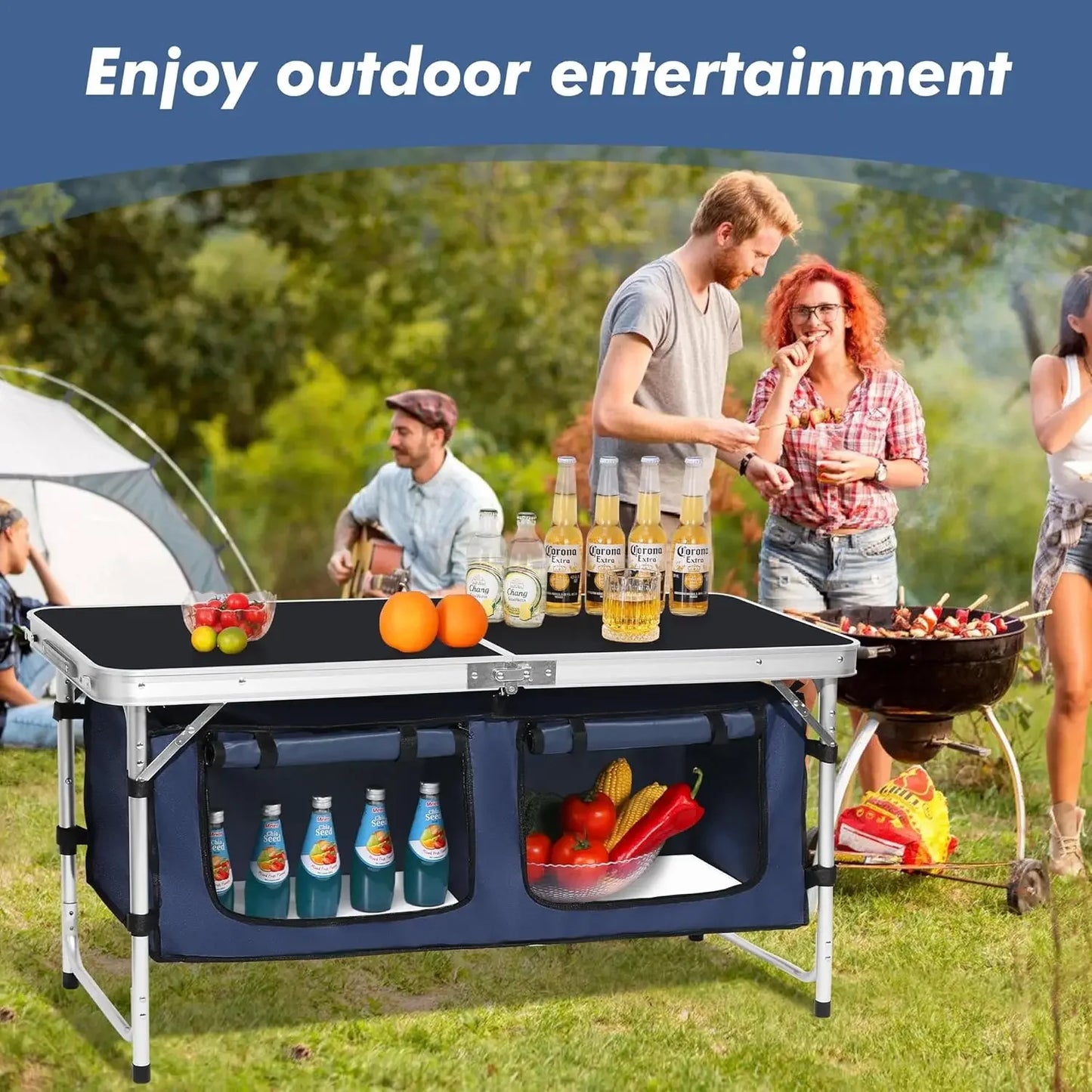 High-Concerned Camping Folding Aluminum Table With Adjustable Legs