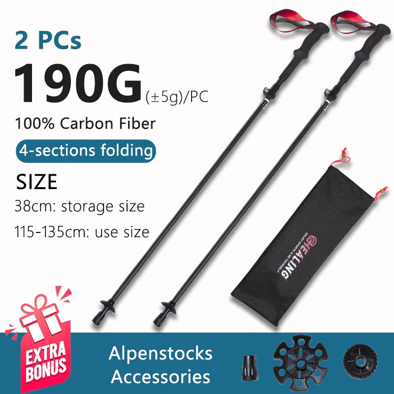 OKHEALING CN Ultralight Carbon Fiber Trekking Poles