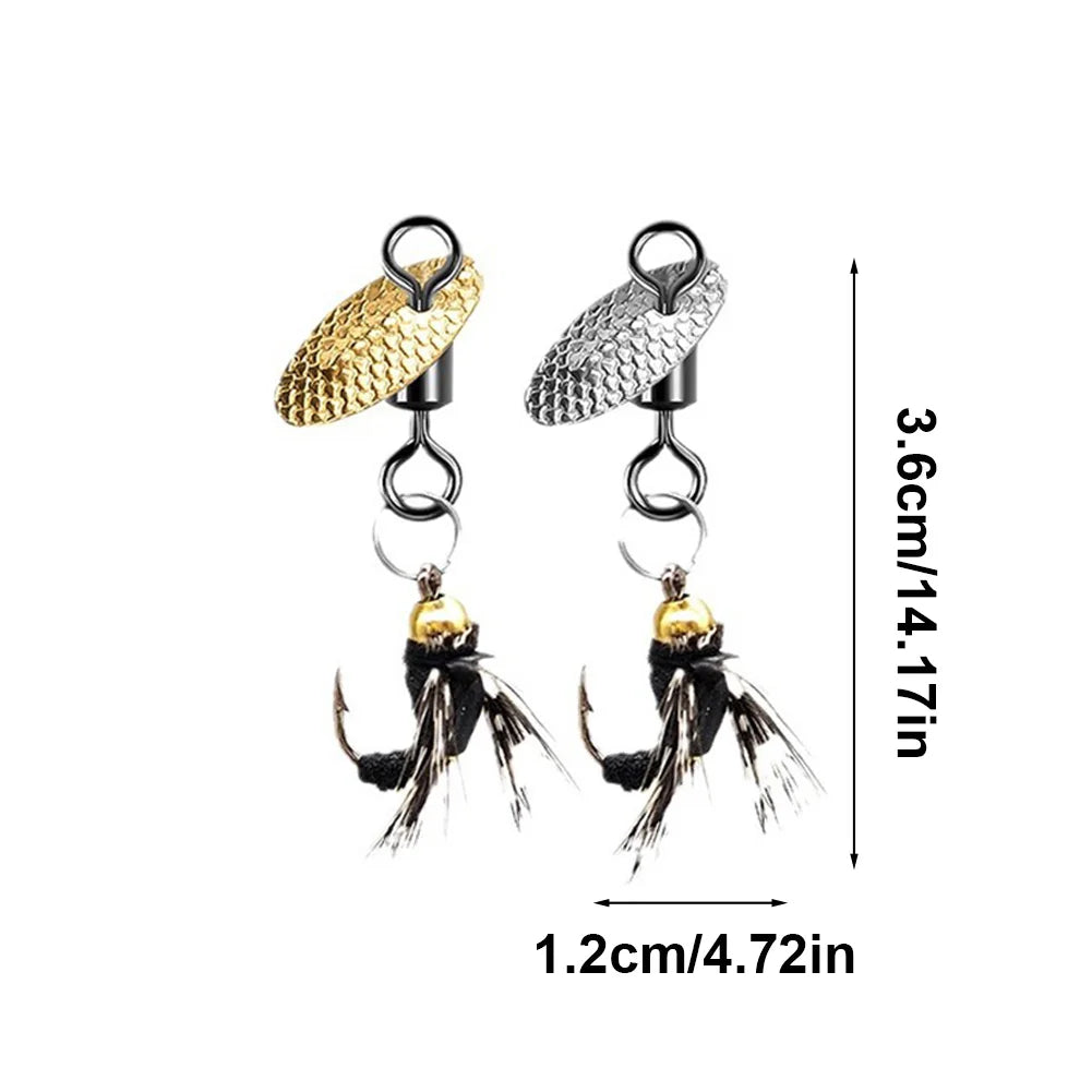 Alloet 5Pcs Fly Hooks Bait Spinner Lure for Freshwater Saltwater