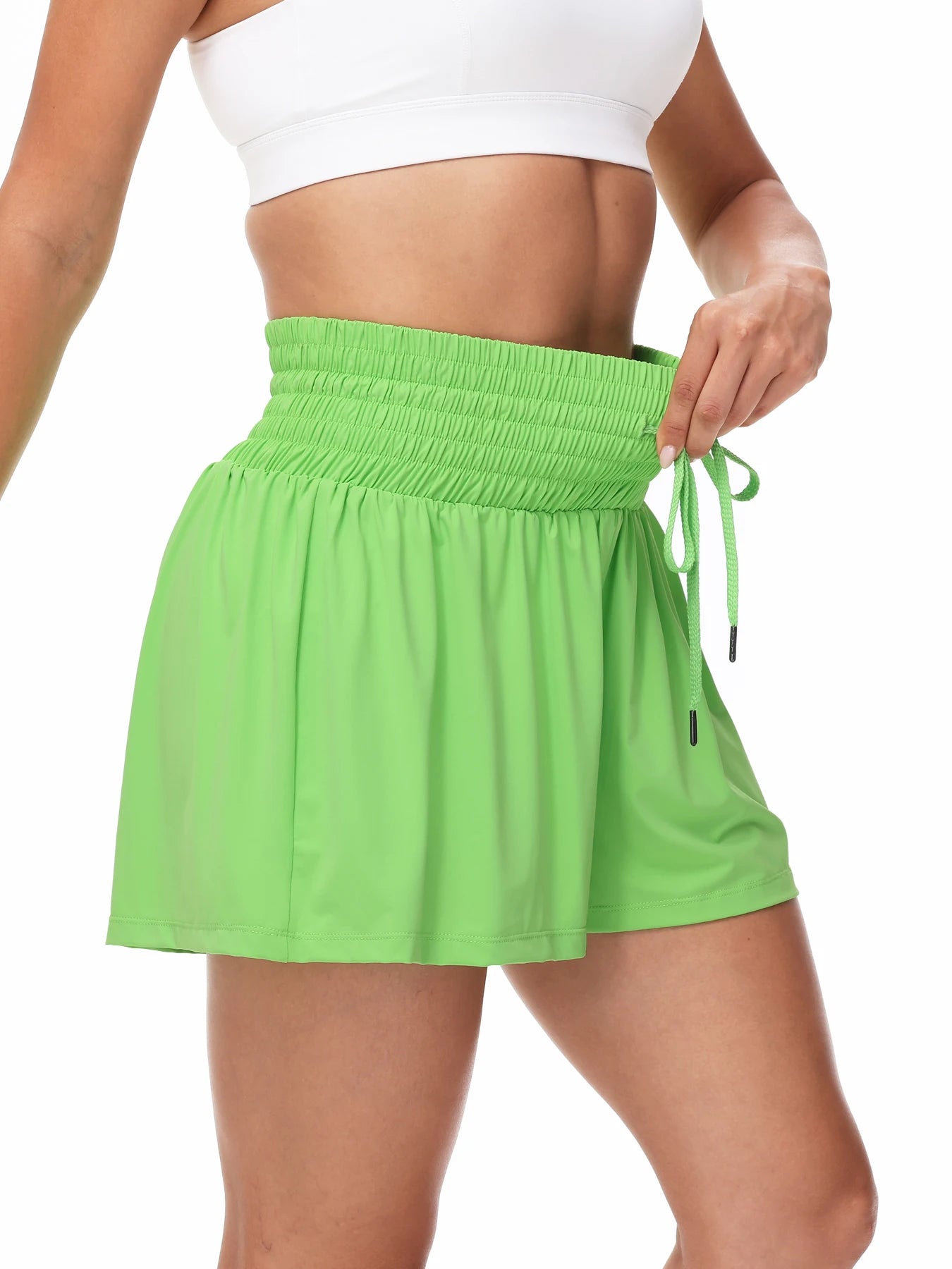 Women's 2-in-1 High Waist Running Shorts With Elastic Drawstring