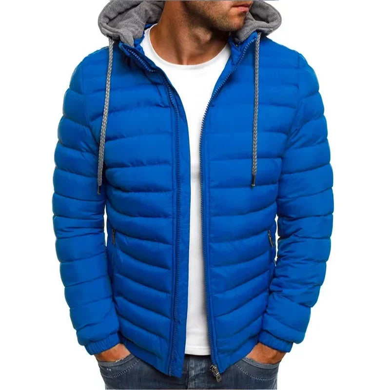 Mens Hooded Zipper Coat Winter Casual Outerwear Jacket