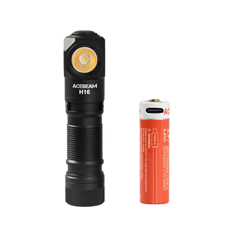 ACEBEAM H16 Super Lightweight Headlamp AA battery LED Right Angle Light EDC Flashlight, Available 5000K CRI 90/6500K 1000 lumens