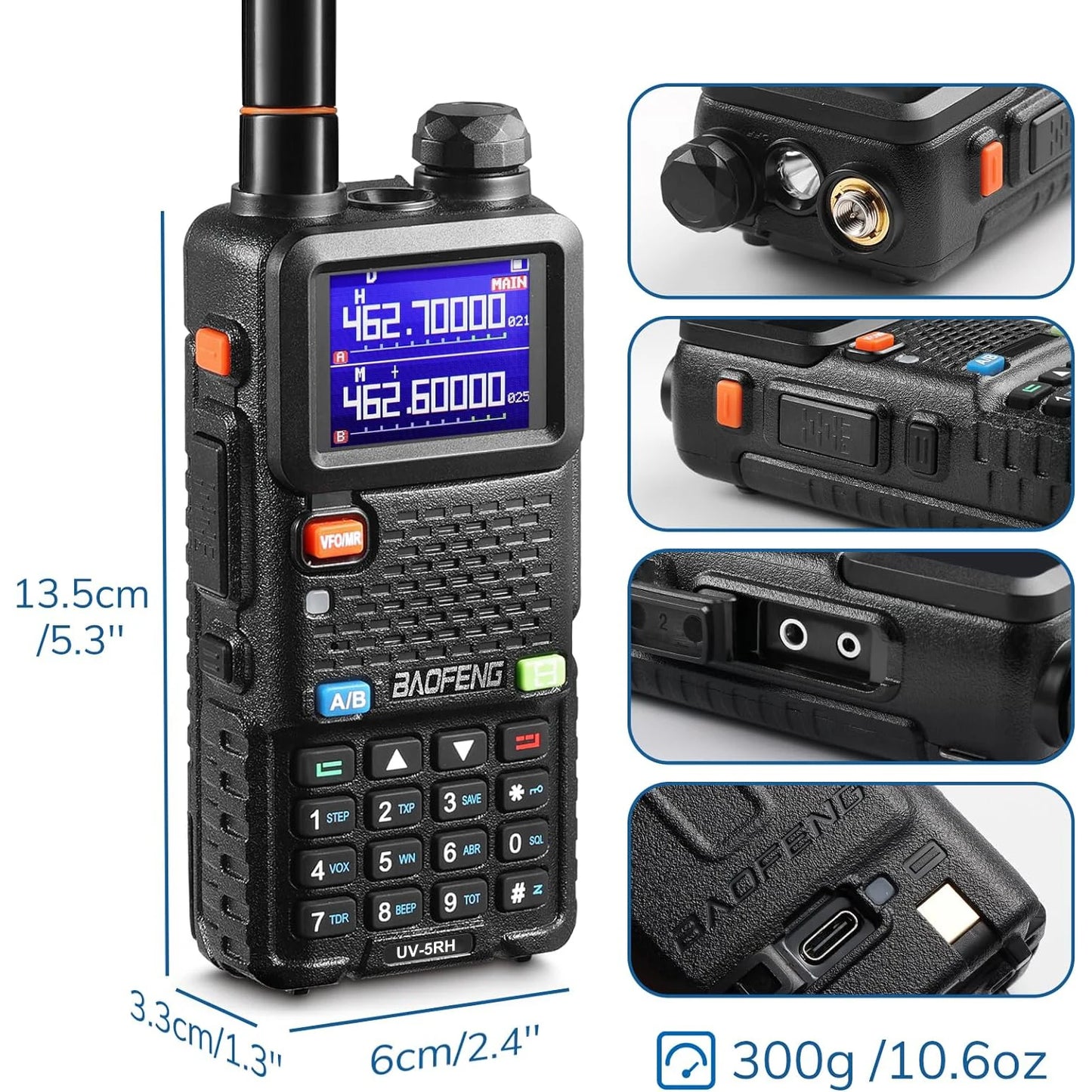 4Pcs Baofeng UV-5R 5W Tri-Power Walkie Talkie High Power Dual Band Long Range Portable Handheld UV 5R Radio
