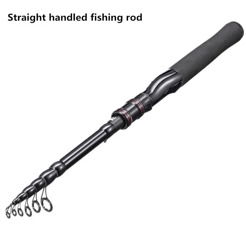 Telescopic carbon fishing rod, high-strength fishing line, reel seat, rotating rod, straight handle, gun handle fishing rod