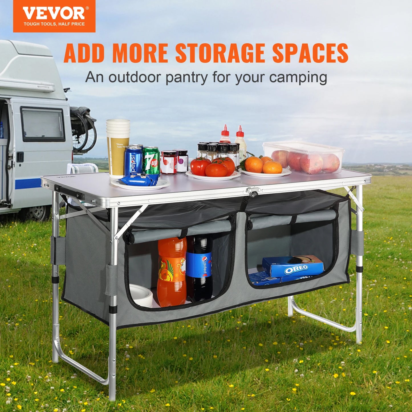 VEVOR Camping Kitchen Table Quick Setup Folding Table