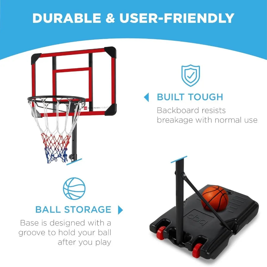 Height-Adjustable Basketball Hoop System Portable Game w/Wheels Fillable Base 70.5in to 82.3in Height
