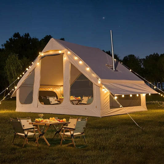 Inflatable Tents for Camping, Super Easy to Blow Up Tent with Hand Pump, Waterproof Oxford Cloth & Stove Jack, Spacious Air