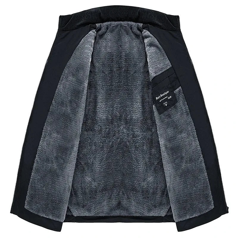 Men Puffer Jacket Thick Padded Parka With Zipper Winter Coat