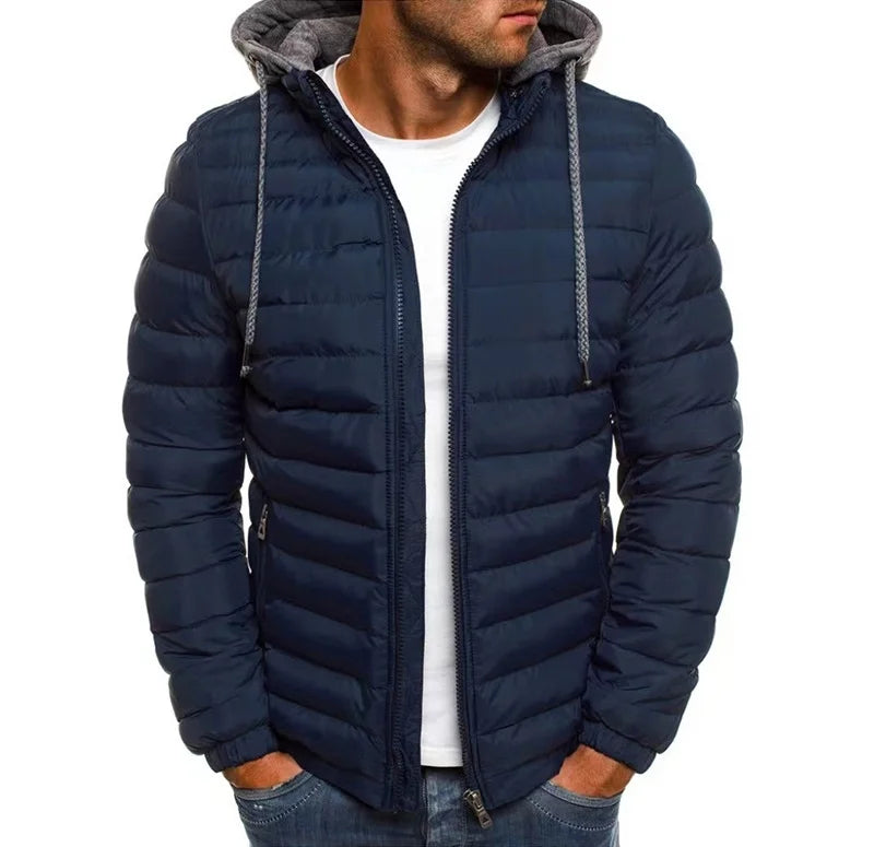Mens Hooded Zipper Coat Winter Casual Outerwear Jacket