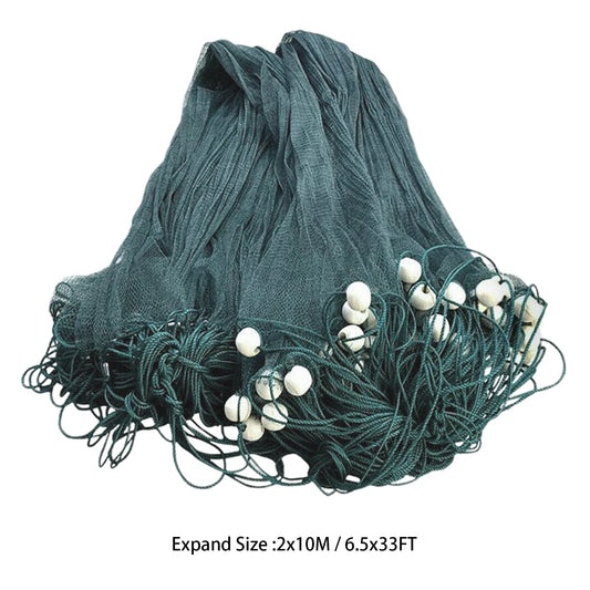 33x6.5ft Fish Net Handmade Fishing Drag Net with High Density Mesh and Iron Pendant Seine Bait Fish Mesh Netting for Fishing
