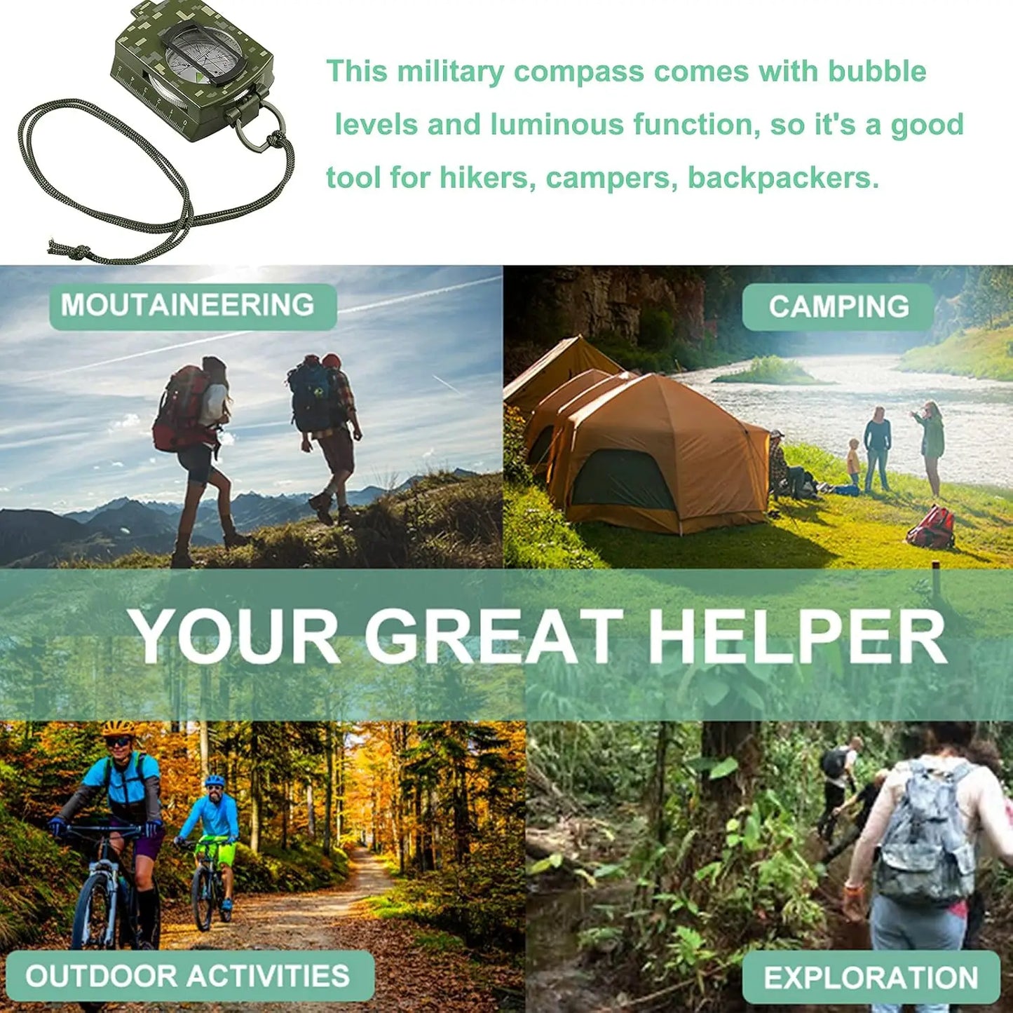 Case Multifunctional Hiking Compass With Carrying Bag And Bubble Levels