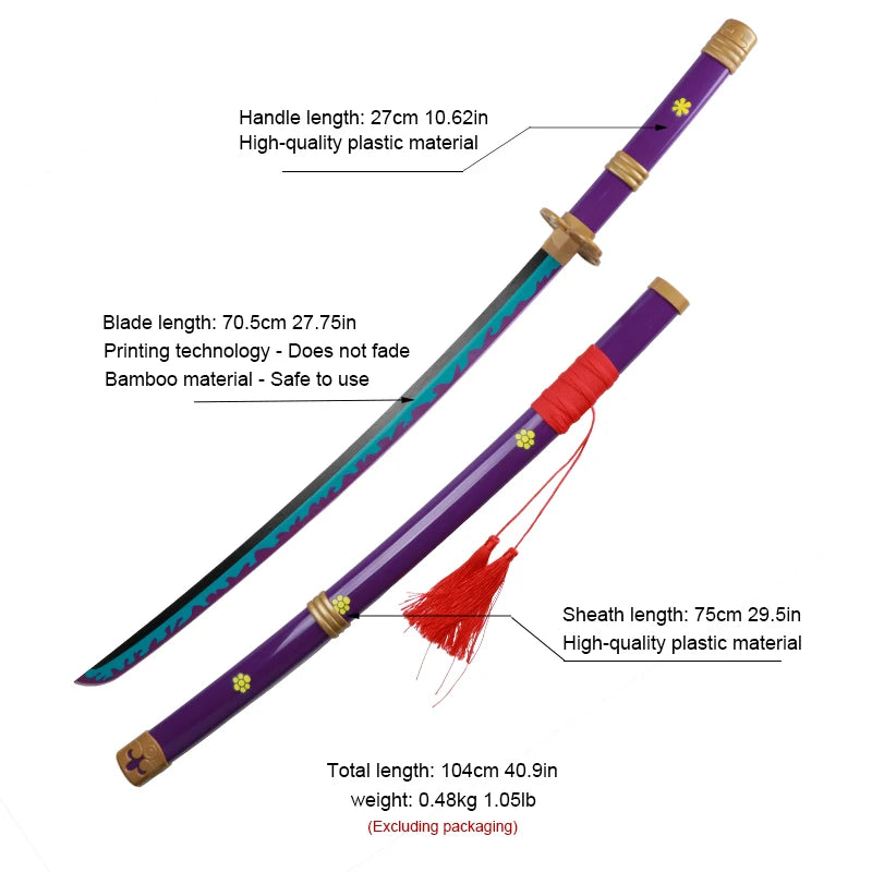 Roronoa Zoro Katana 104cm/41inCharacter Cosplay Sword with Sowrd Holder and Belt Trafalgar Law Red Sandai kitetsu Yubashiri