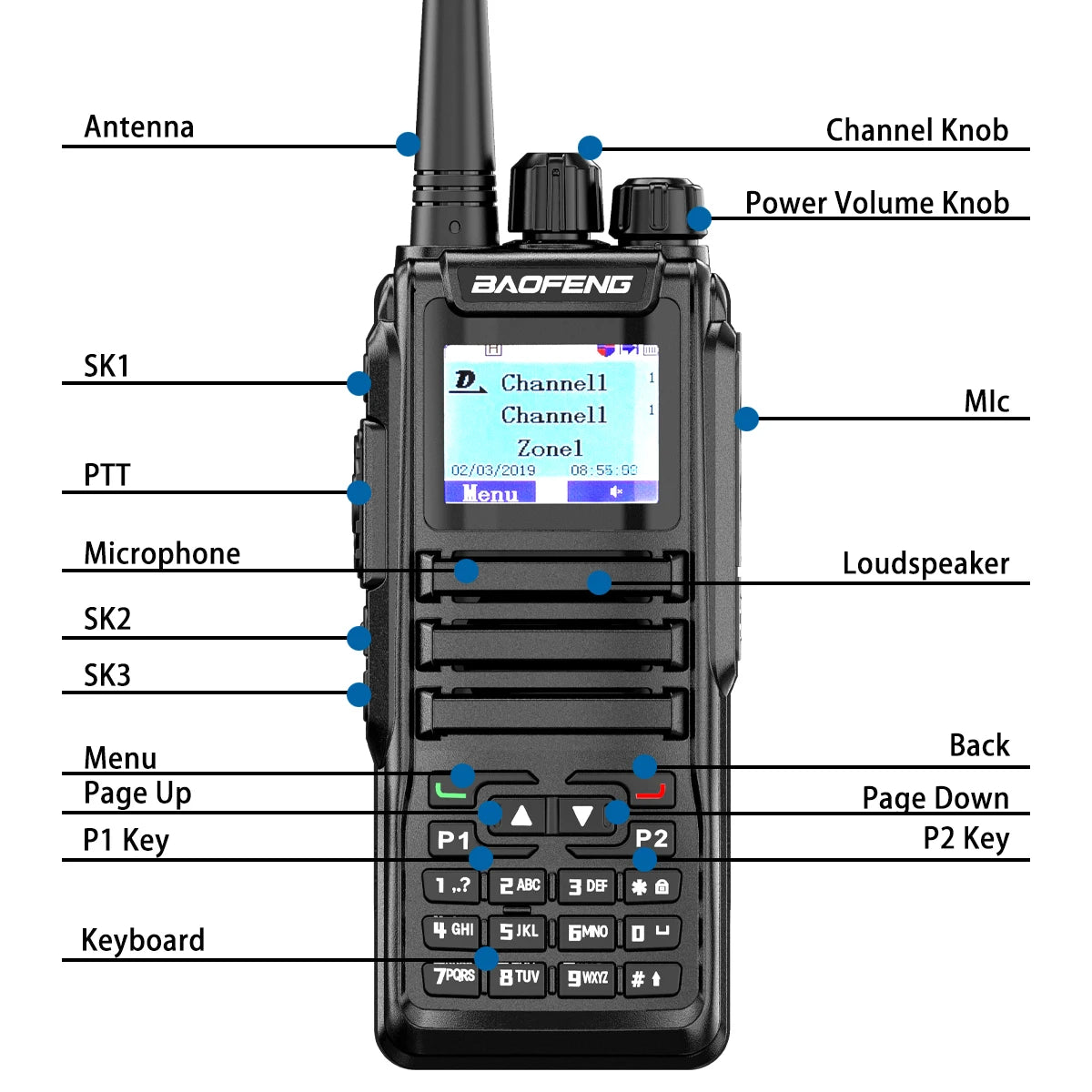 Baofeng 1701 Upgrade DM-1702 Openg GD77 GPS Dual Mode Analog And Digital Walkie Talkie Tier 1+2 Dual Time Slot VHF 136-174 UHF 4