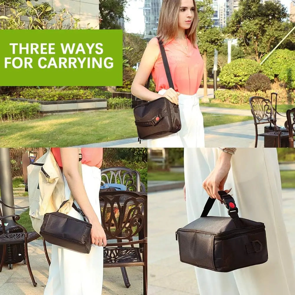 Portable 12V Mini Oven, Electric Food Warmer for Camping, Road Trip & Picnic - Black