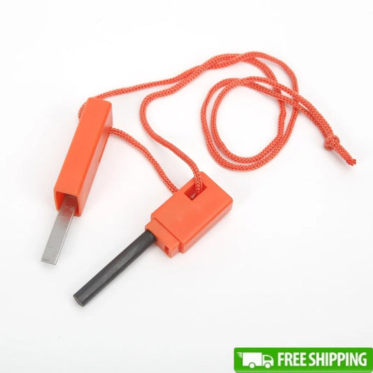 XMSJ Compact Flint Steel Fire Starter With Lanyard Waterproof Camping Survival