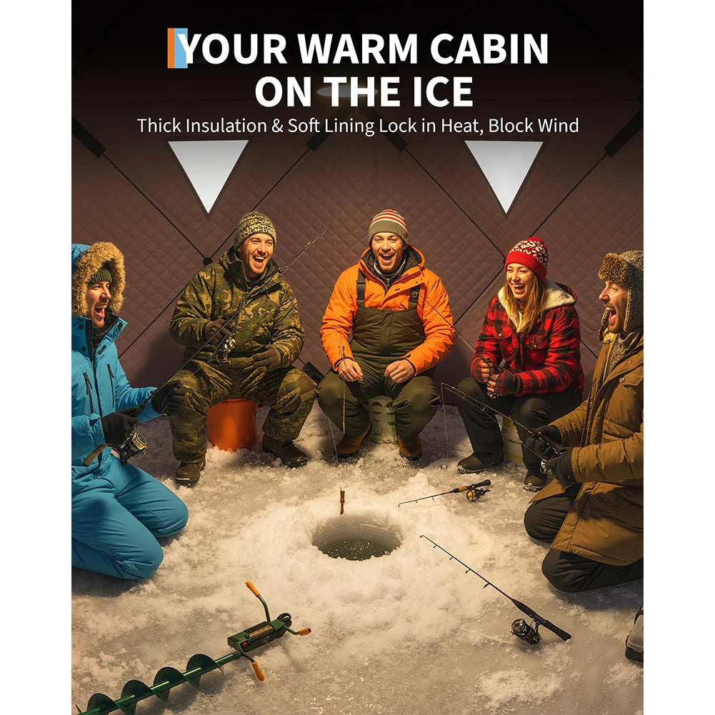 ce Fishing Shelter, Pop Up Thermal Insulated Hub Tent with 210D Oxford Fabric, Windproof Design for 1-8 Persons Winter Fishing,