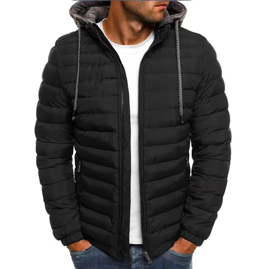 Mens Hooded Zipper Coat Winter Casual Outerwear Jacket