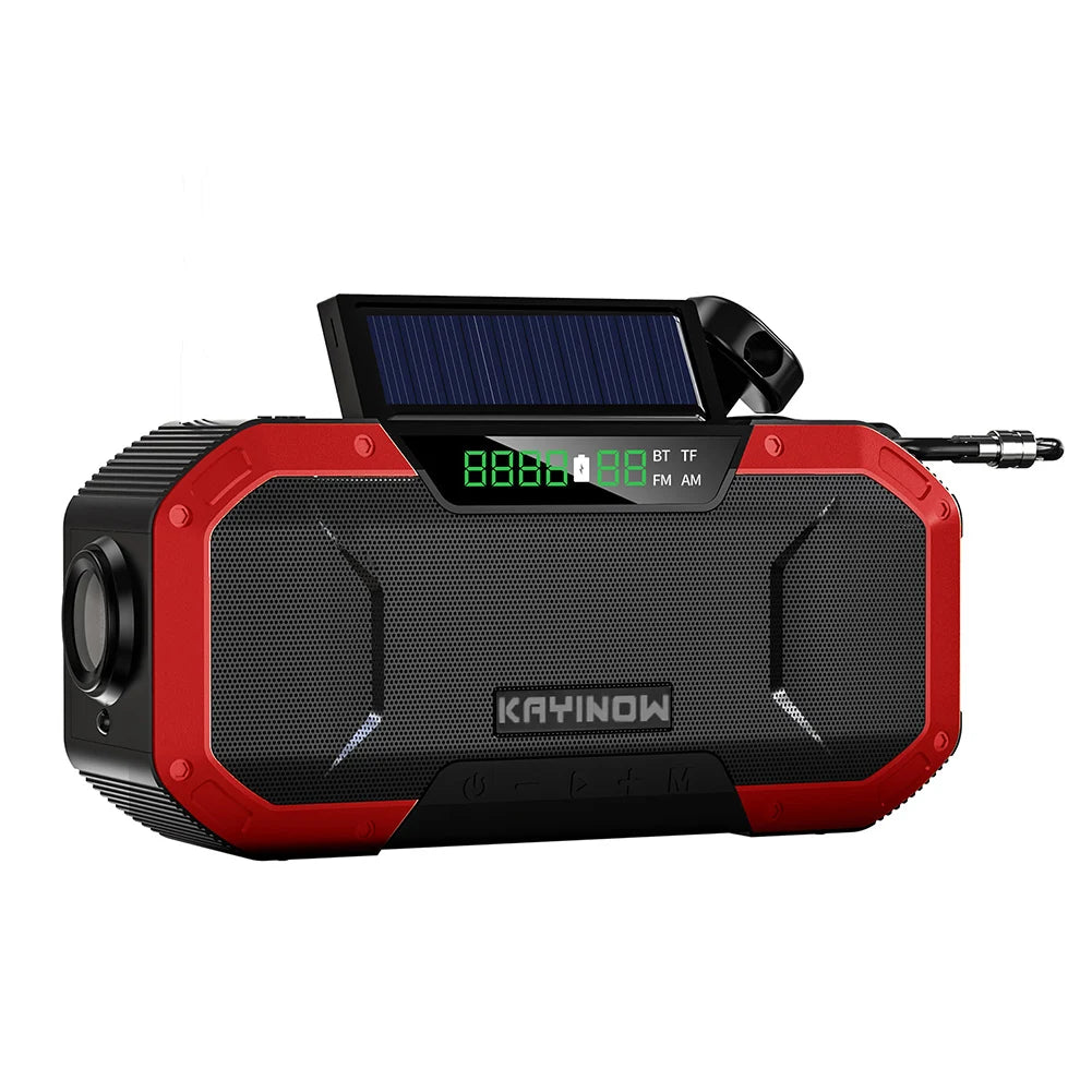 10000mAh Outdoor Solar Radio with Speaker Solar/Hand Crank Charging W/ Flashlight SOS Alarm Headphone Jack for Outdoor Camping