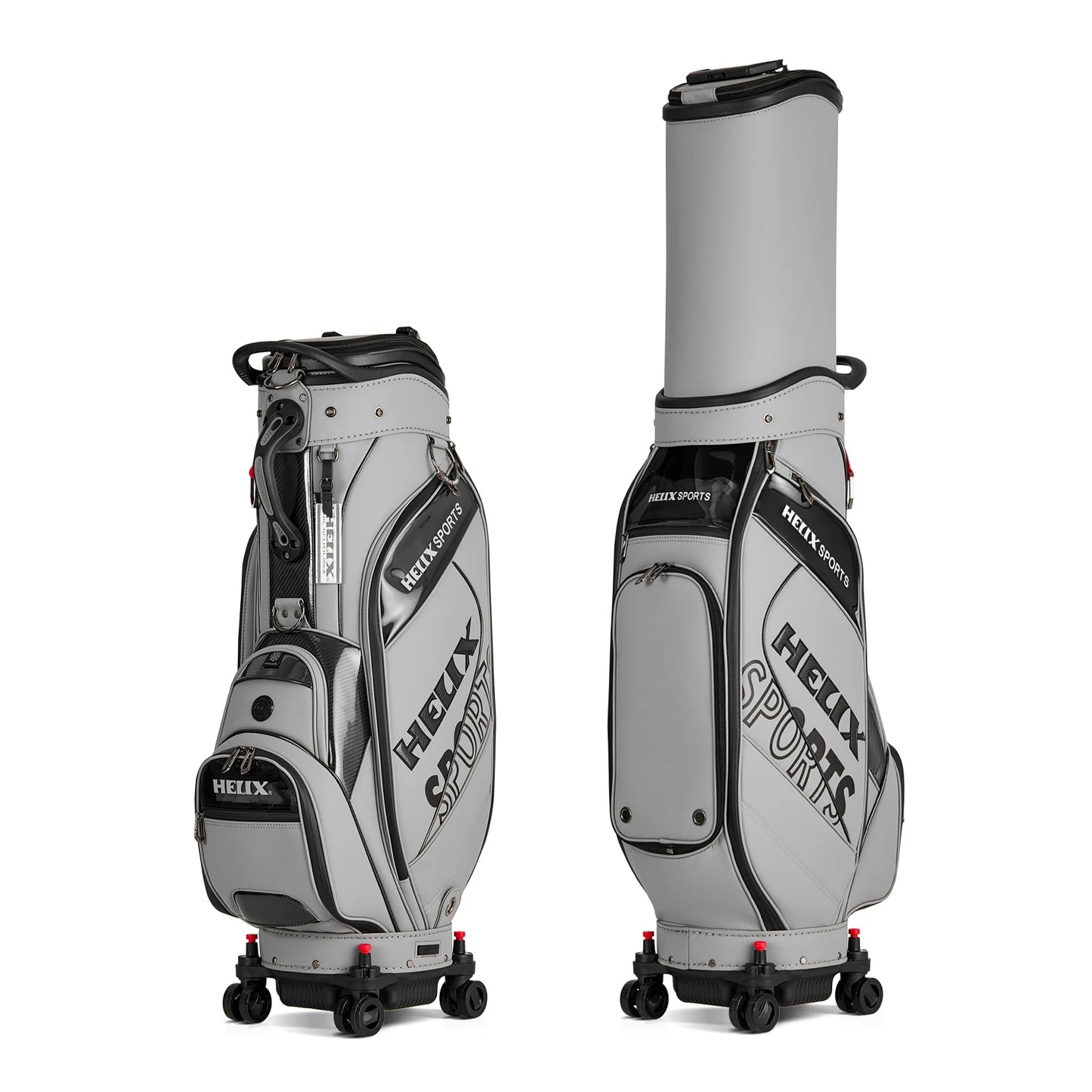 HELIX All-in-One Golf Bag - 4 Wheels with Locking System, Retractable Hard Top for Club Protection During Airline Travel
