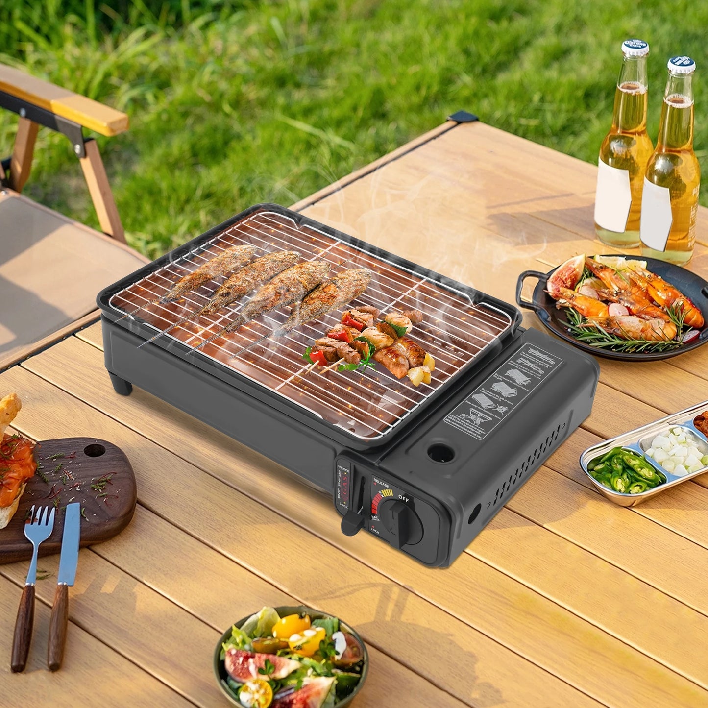 Portable Gas Barbecue Stove With Carrying Case For Camping