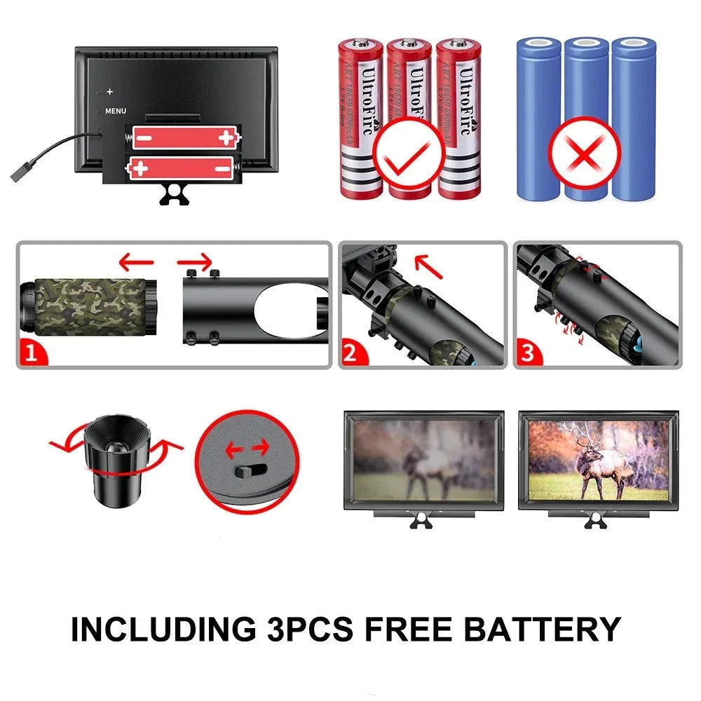 Night Vision Riflescope Hunting Scopes Optics Sight Tactical 850nm Infrared LED IR Waterproof Night Vision Hunting Camera