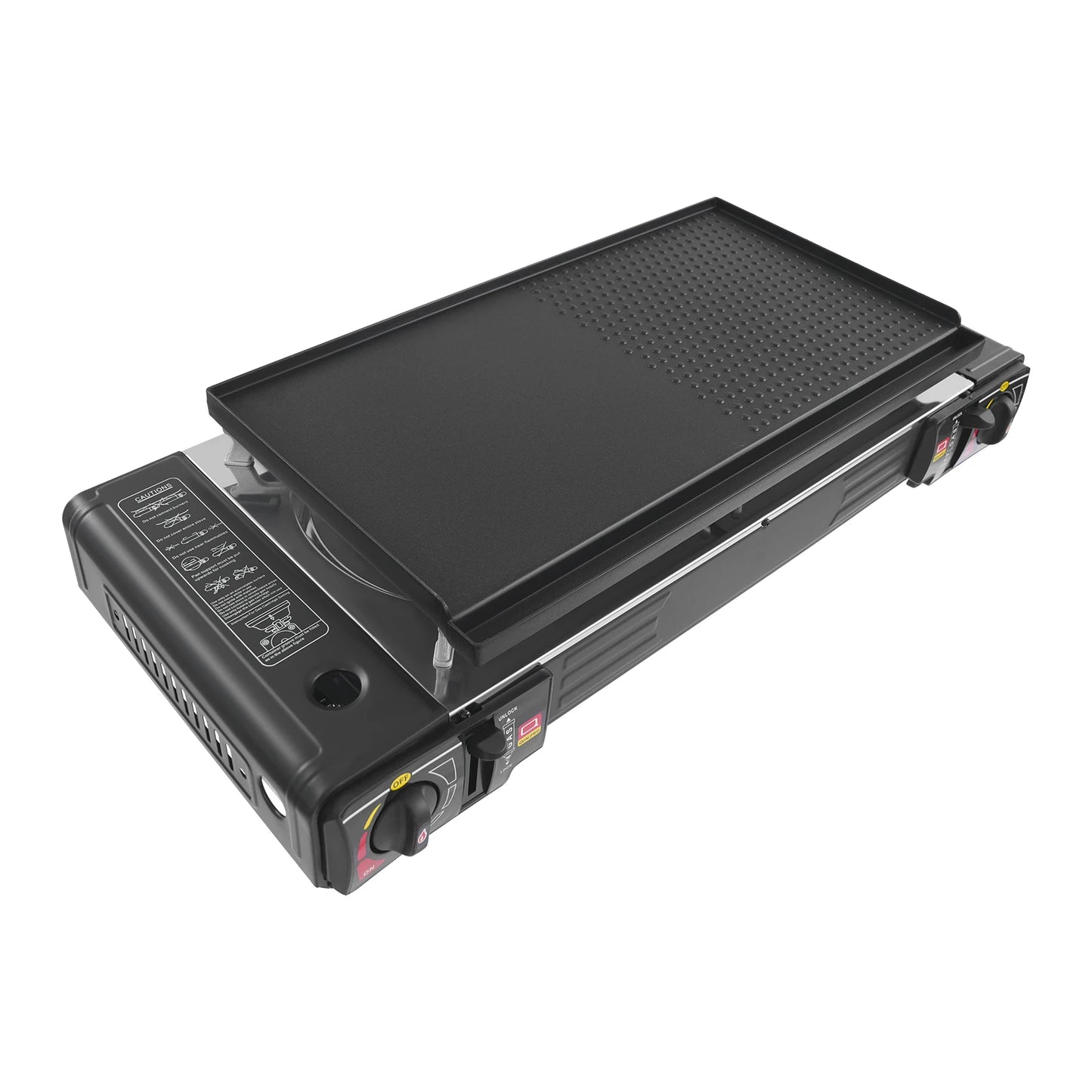 2 Burner Camping Gas Stove With Grill Pan And Regulator