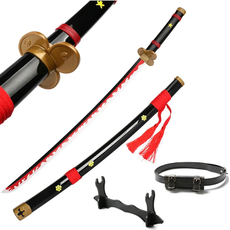 Roronoa Zoro Katana 104cm/41inCharacter Cosplay Sword with Sowrd Holder and Belt Trafalgar Law Red Sandai kitetsu Yubashiri