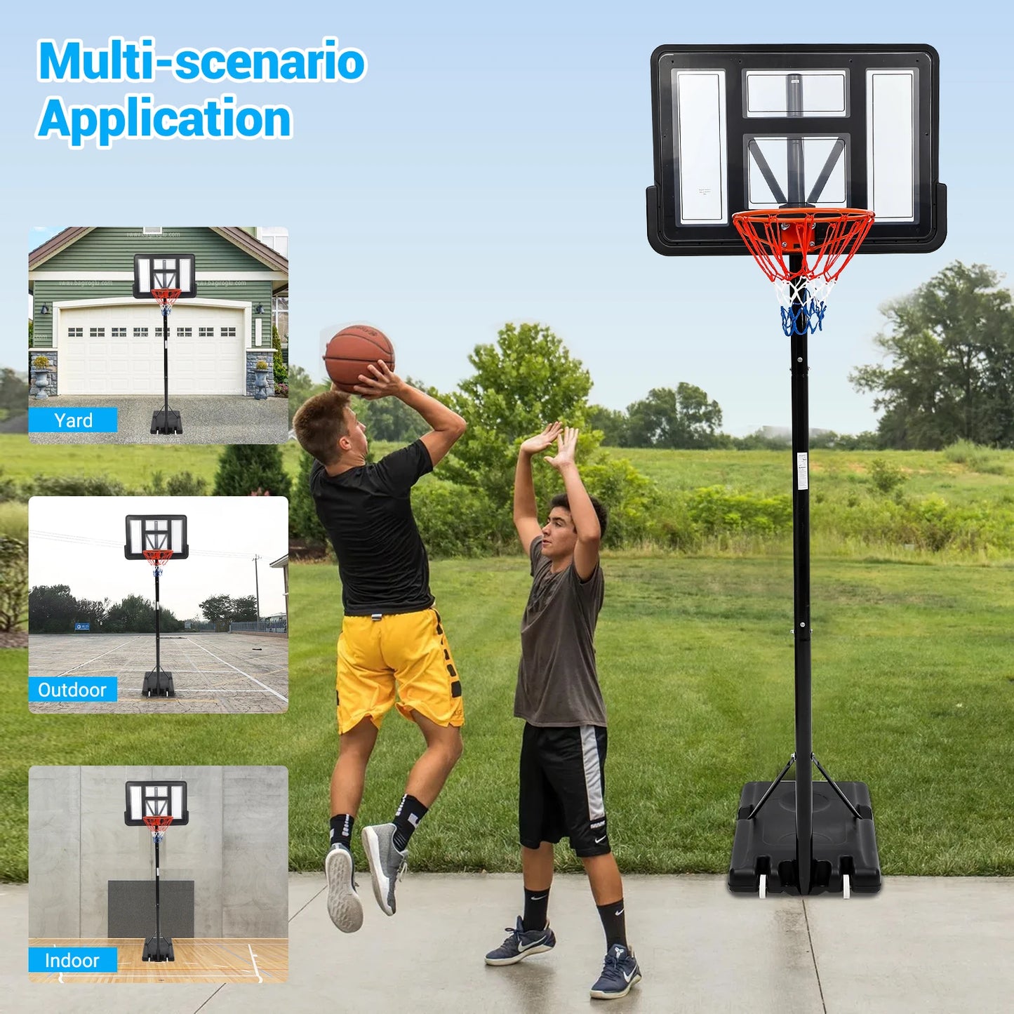 HiMIS Portable Adjustable Outdoor Basketball Hoop System For Backyard