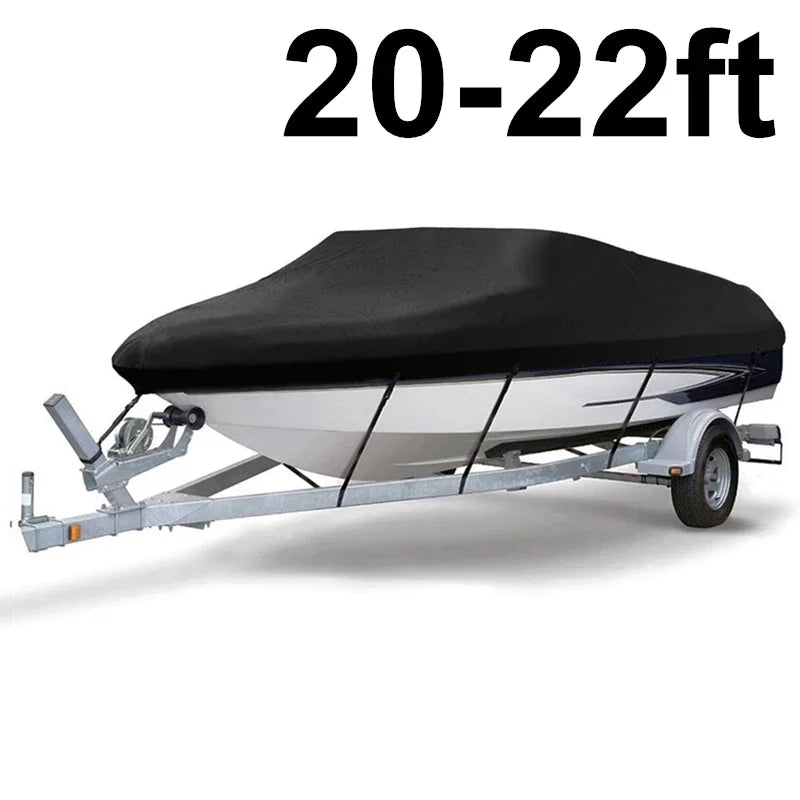210D Trailerable Boat Cover Rain Waterproof Sunproof Snowproof All-whether Fishing Ski Bass Speedboat V-Shape Boat Cover 20-22ft