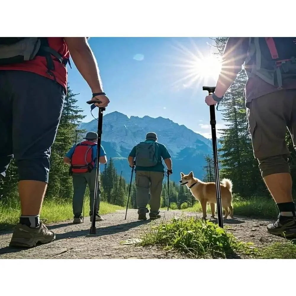 2pcs-Folding Cane, Adjustable Height Walking Stick Lightweight Collapsible Portable Travel Cane With Wrist Strap And T Handle