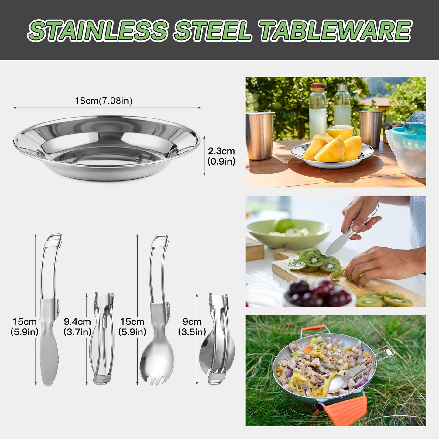 TOMSHOO Outdoors Camping Pot Set Portable Aluminum Cookware Kit