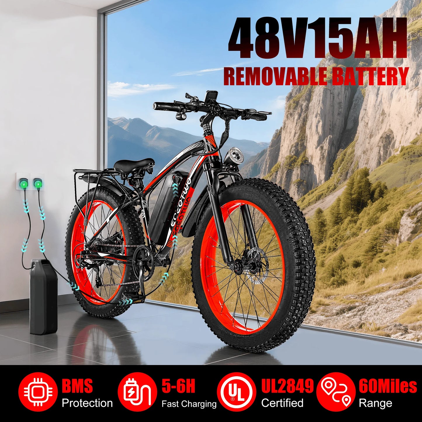 EOEOTWO E01 Electric Fat Tire Ebike 34 MPH For Adults