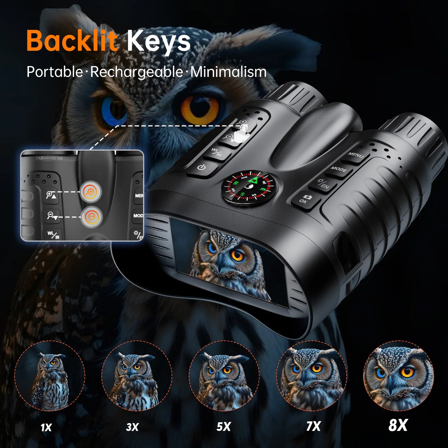 4K Night Vision Binoculars 8X Digital Zoom With Tactical Light 4500mAh Infrared Vision Night Goggle For Hunting Camping Boating