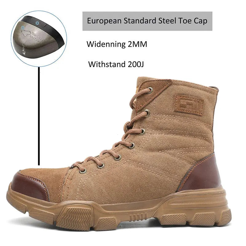 SUADEX Steel Toe Boots For Men Work Safety Shoes Desert