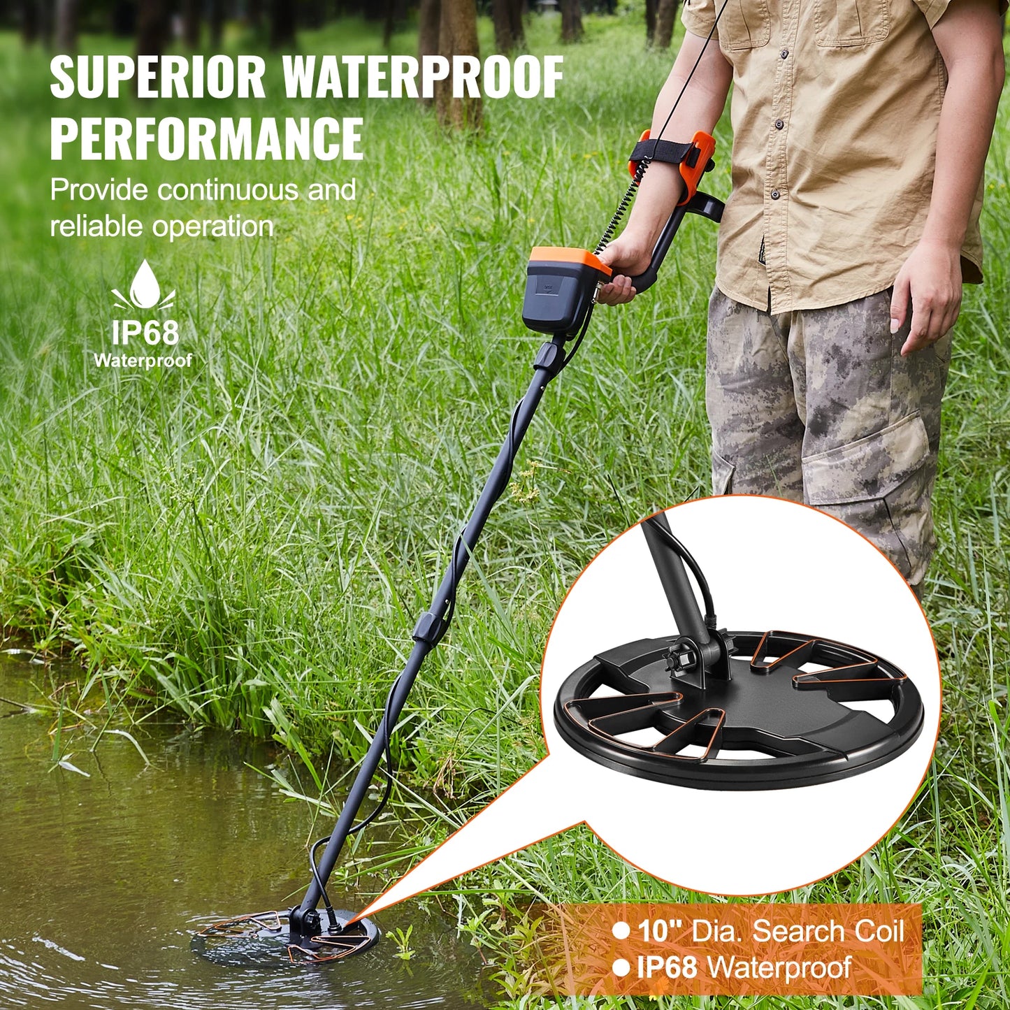 VEVOR Metal Detector For Adults And Kids Waterproof Coil