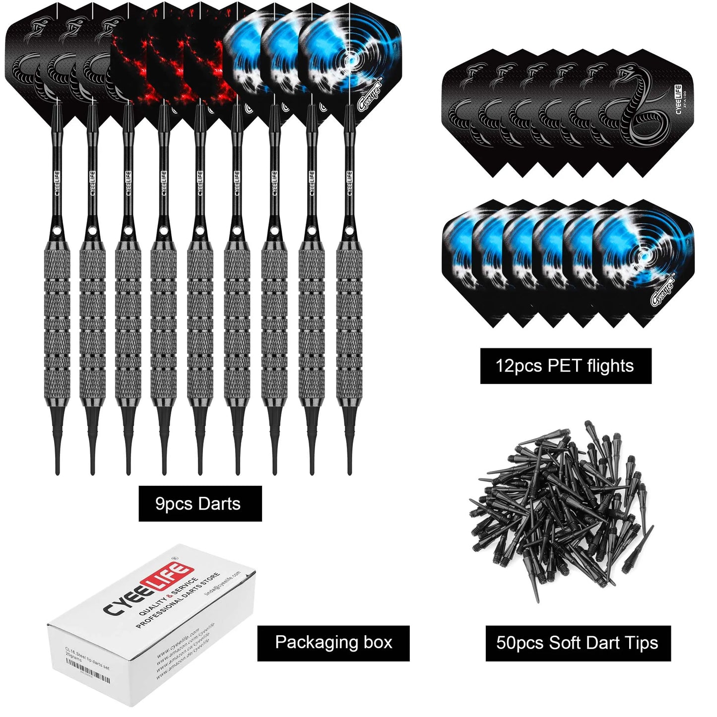 Cyeelife 18g/ 20g soft darts safety practice home entertainment adult competition fall resistant integrated set