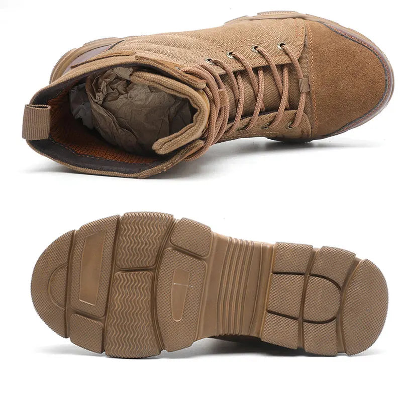 SUADEX Steel Toe Boots For Men Work Safety Shoes Desert