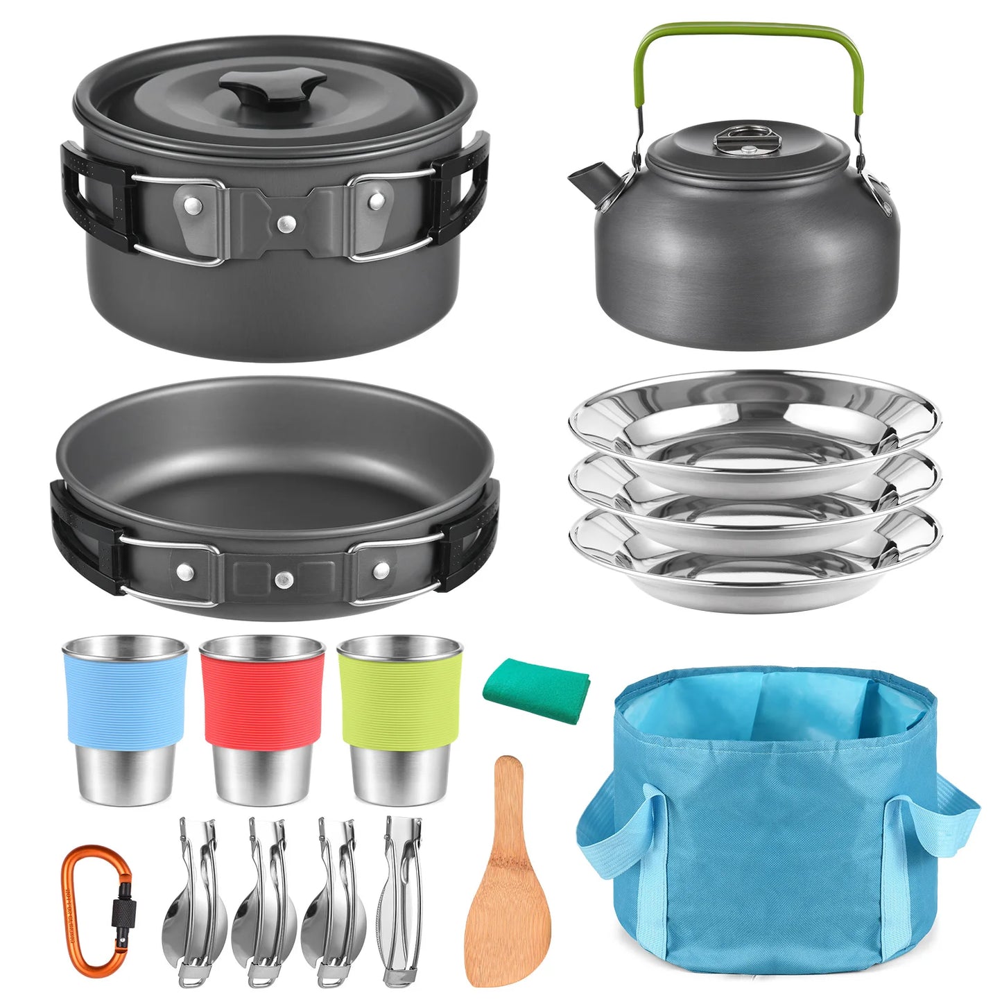 TOMSHOO Outdoors Camping Pot Set Portable Aluminum Cookware Kit