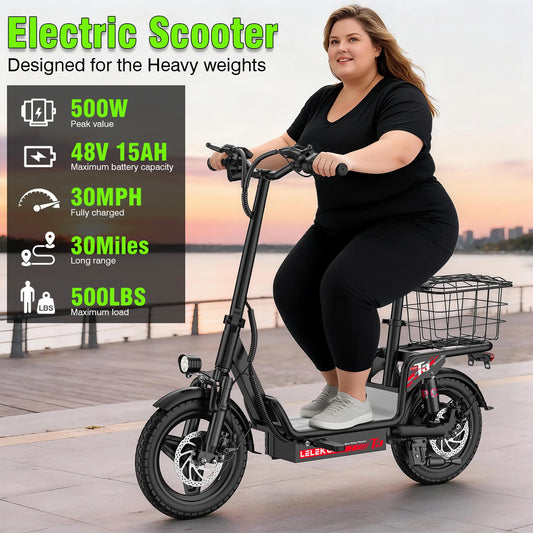 LELEKUAIFolded Electric Bike 500W 48V 15Ah Folding with Basket