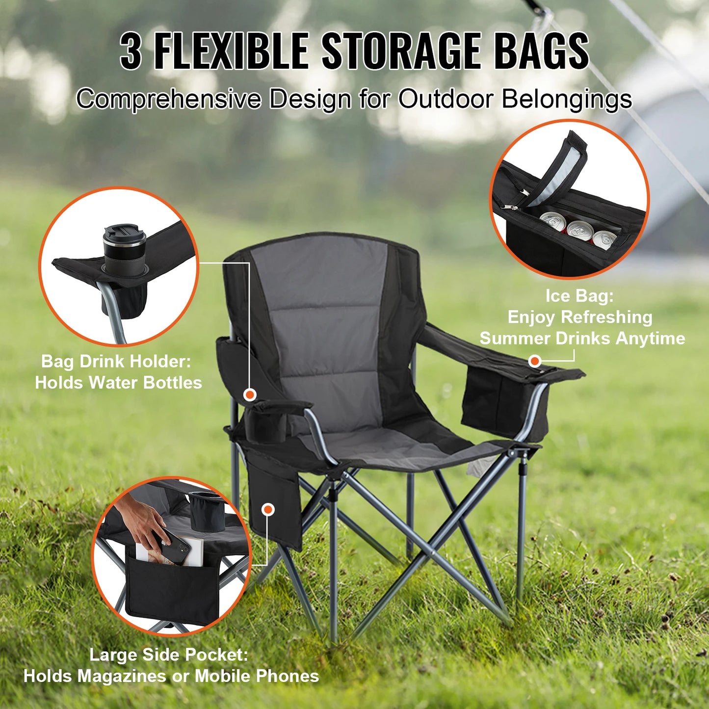 VEVOR Outdoor Folding Chair For Adults With Lumbar Support