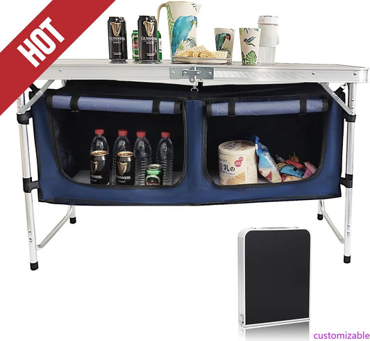 High-Concerned Camping Folding Aluminum Table With Adjustable Legs