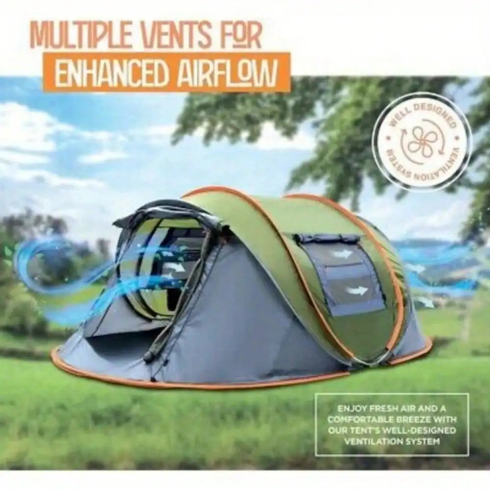 Building 4 Person Pop Up Camping Tent With Two Doors UPF50 Waterproof